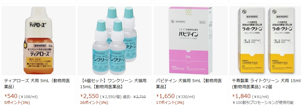 Amazonの犬用目薬