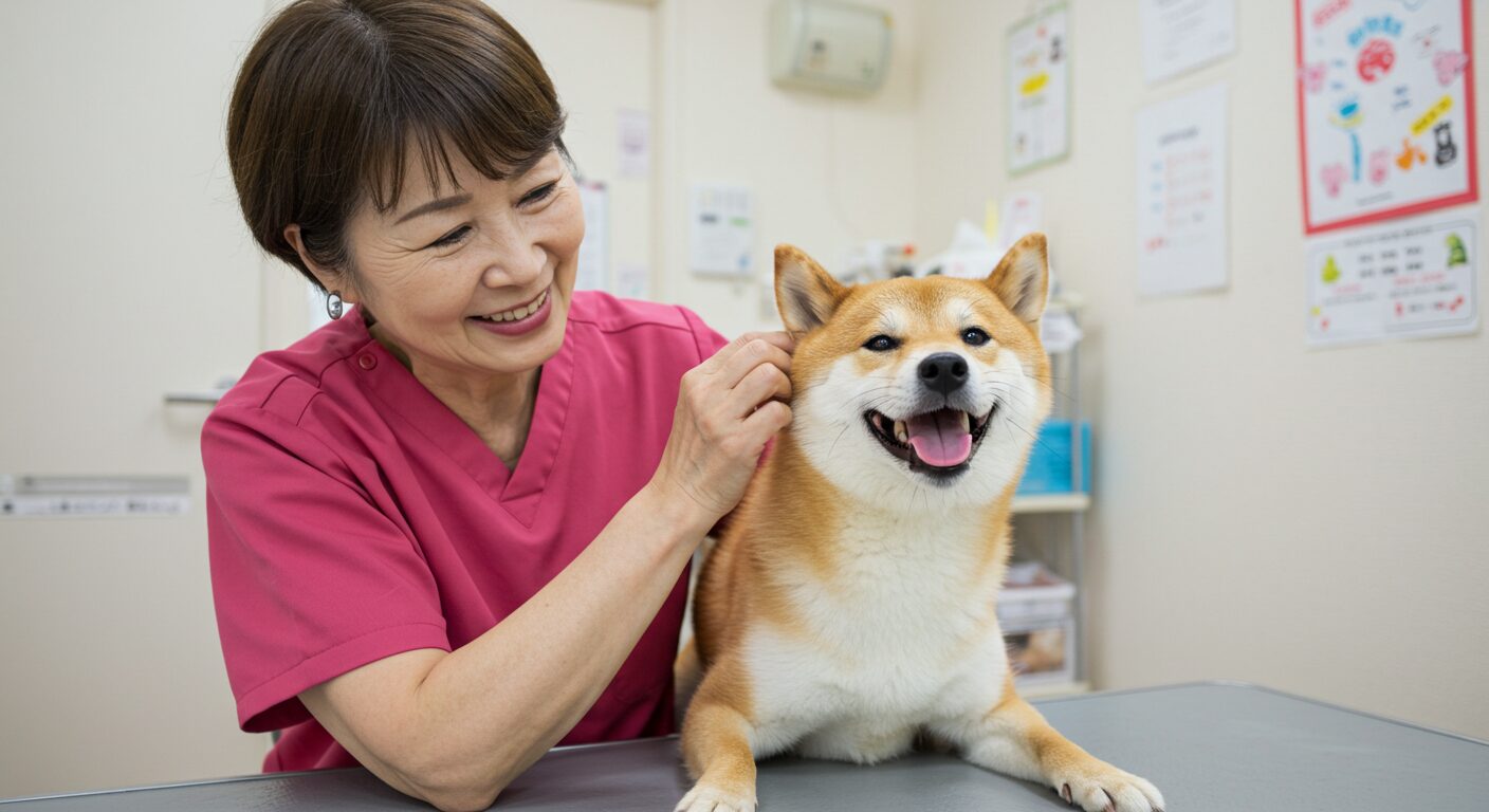 獣医と愛犬の画像