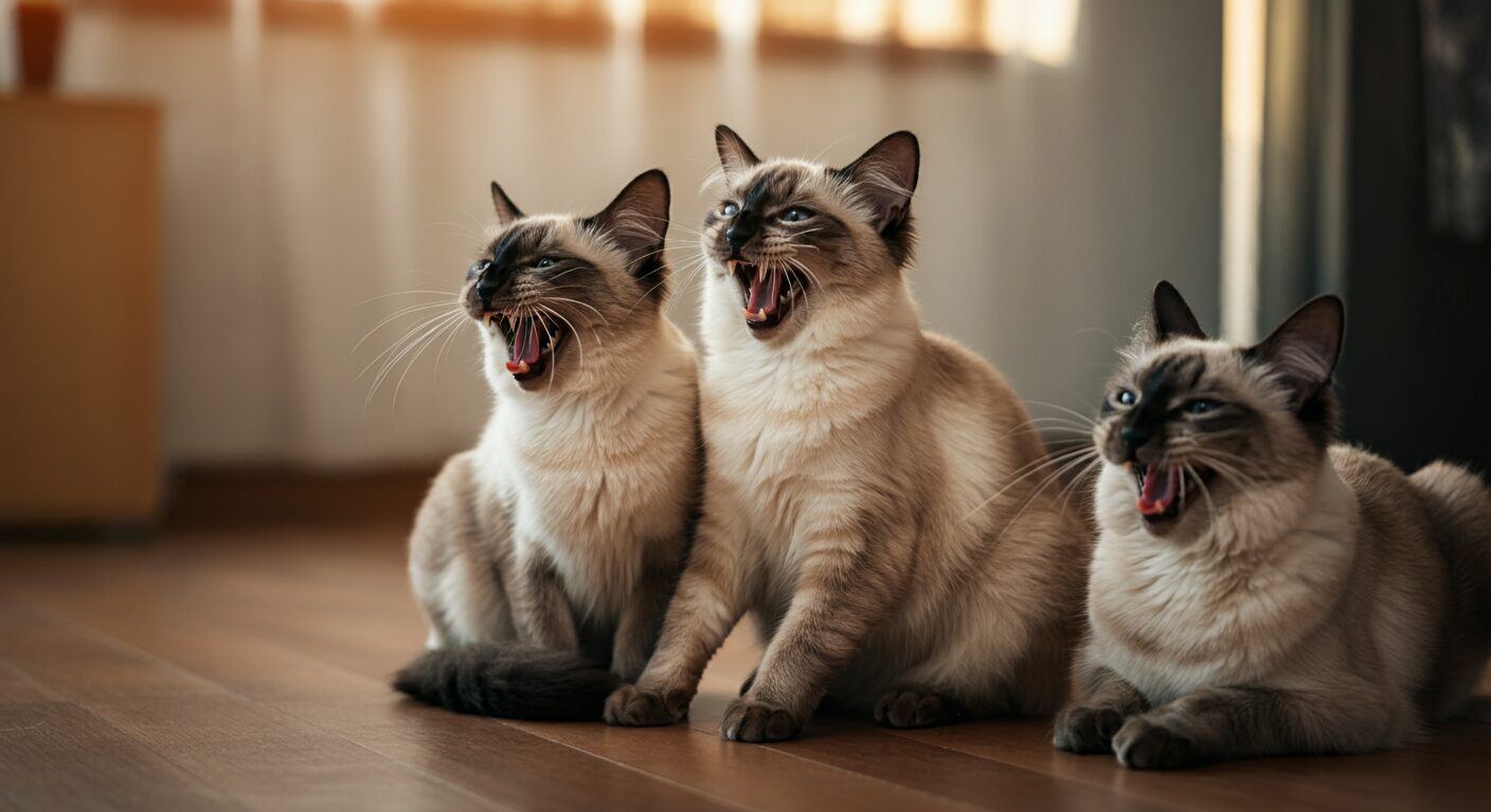 発情期に鳴き声を上げるメス猫の写真