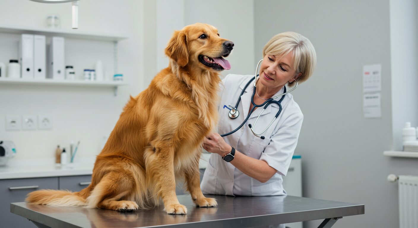 犬と獣医の画像