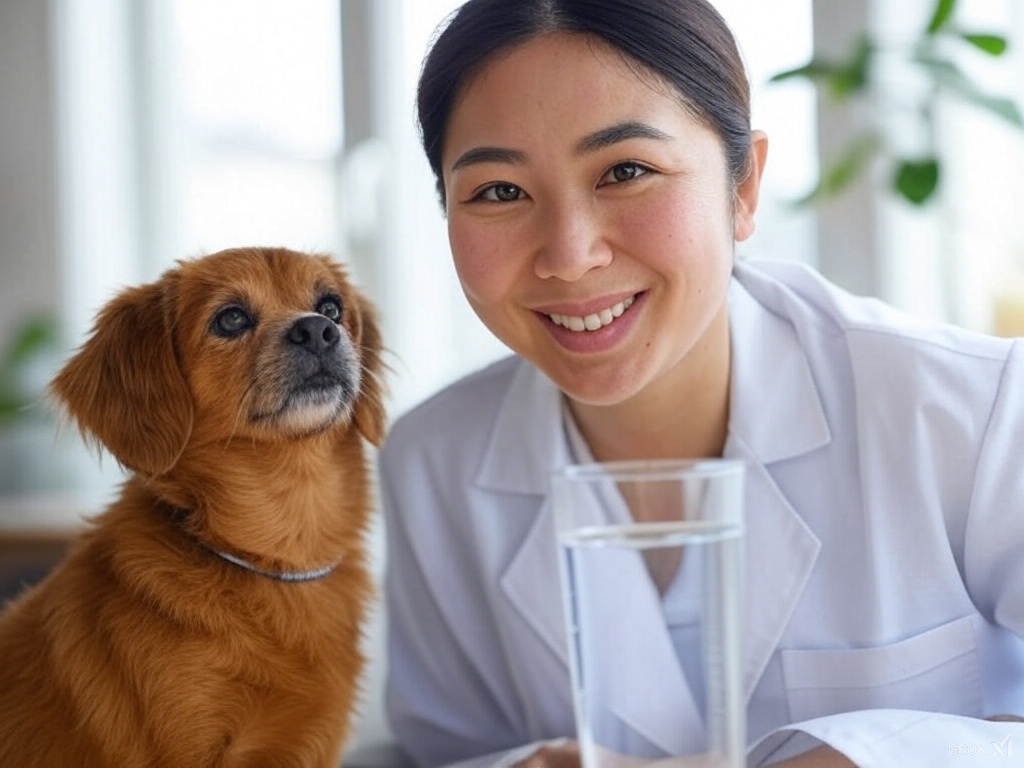 獣医師と飼い犬の写真